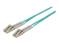 Intellinet Fiber Optic Patch Cable, OM3, LC/LC, 5m, Aqua, Duplex, Multimode, 50/125 µm, LSZH, Fibre, Lifetime Warranty, Polybag - Koblingskabel - LC multimodus (hann) til LC multimodus (hann) - 5 m - fiberoptisk - dupleks - 50 / 125 mikroner - OM3 -