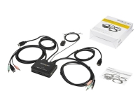 StarTech.com 2 Port HDMI KVM Switch, 4K 60Hz, Compact Dual Port UHD/Ultra HD USB Desktop KVM Switch with Integrated 4ft Cables & Audio, Bus Powered & Remote Switching, MacBook ThinkPad - 4K KVM Switch w/ Audio (SV211HDUA4K) - KVM / lydsvitsj - 2 x KV