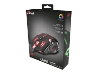 Trust GXT 108 Rava Illuminated Gaming - Mus - høyre- og venstrehåndet - optisk - 6 knapper - kablet - USB