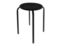 Perel Sgabello stool Nero FP135B, Hard Stol, Rund, Svart, Stål, Solid / Fast, 4 ben