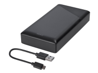 DELTACO PB-C1001 - Strømbank - 20000 mAh - 74 Wh - 18 watt - 3 A - Fast Charge, PD - 2 utgangskontakter (USB, USB-C) - på kabel: Micro-USB - svart