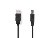 Nedis CCGP60100BK20, 2 m, USB A, USB B, USB 2.0, Sort