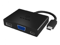 RaidSonic ICY BOX IB-DK4032-CPD - Ekstern videoadapter - Parade PS176 - USB-C - VGA - svart