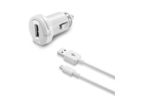 Bilopladerkit cellularline usb lightning kabel til bilen, 10 w, hvid