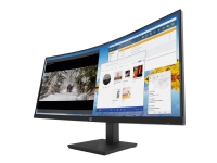 HP M34d - LED-skjerm - kurvet - 34 - 3440 x 1440 WQHD @ 100 Hz - VA - 250 cd/m² - 3500:1 - 5 ms - HDMI, DisplayPort, USB-C - høyttalere - kullsort