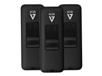 V7 VF24GAR-3PK-3E - USB-flashstasjon - 4 GB - USB 2.0 - svart (en pakke 3)