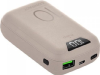 Powerbank 10.000mAh, display, USB-A +USB-C, 15W, rosa