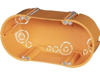 Forfradåse 2 modul Ø68 mm, dybde 47 mm, med montageskruer. Udstansninger for kabel og rørindføringer. Orange eurodåse. PVC fri