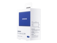Samsung T7 MU-PC1T0H - Solid State Drive - kryptert - 1 TB - ekstern (bærbar) - USB 3.2 Gen 2 (USB-C kontakt) - 256-bit AES - indigoblå