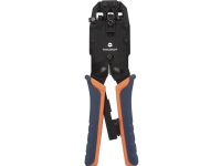 TOOLCRAFT TO-4988586 Krympetang Modulstik (westernstik) Inkl. kabelskærer, Inkl. afisoleringsværktøj RJ10, RJ11, RJ12, RJ45