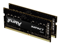 Kingston FURY Impact - DDR4 - sett - 32 GB: 2 x 16 GB - SO DIMM 260-pin - 3200 MHz / PC4-25600 - CL20 - 1.2 V - ikke-bufret - ikke-ECC - svart
