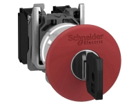 SCHNEIDER ELECTRIC Nødstop komplet med Ø40 mm paddehoved i rød farve med tryk/drej funktion med nøgle (Ronis 455) og 1xNO+1xNC