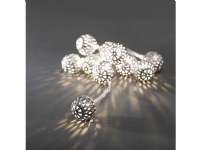 Konstsmide Light set small metal balls, Kjede, Sølv, Metall, Plastikk, Polyvinylklorid (PVC), IP20, 10 lamper, LED