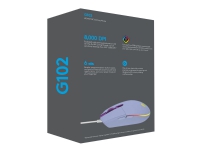 Logitech Gaming Mouse G102 LIGHTSYNC - Mus - høyrehendt - optisk - 6 knapper - kablet - USB - lilla
