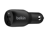 Belkin BOOST CHARGE Dual Charger - Bilstrømadapter - 36 watt - 2 utgangskontakter (USB-C) - svart