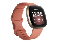 Fitbit Versa 3 - Bløt gullaluminium - smartklokke med bånd - silikon - rosa leire - båndbredde: S/L - Wi-Fi, NFC, Bluetooth