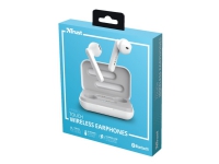 Trust Primo Touch - True wireless-hodetelefoner med mikrofon - i øret - Bluetooth - hvit