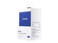 Samsung T7 MU-PC2T0H - Solid State Drive - kryptert - 2 TB - ekstern (bærbar) - USB 3.2 Gen 2 (USB-C kontakt) - 256-bit AES - indigoblå