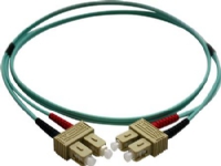 Patchkabel SC-SC 50/125 OM3 multimode, duplex, længde: 5,0 meter, farve: aqua med LSZH kappe