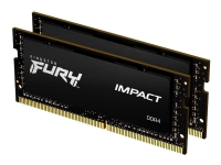 Kingston FURY Impact - DDR4 - sett - 32 GB: 2 x 16 GB - SO DIMM 260-pin - 2933 MHz / PC4-23466 - CL17 - 1.2 V - ikke-bufret - ikke-ECC - svart