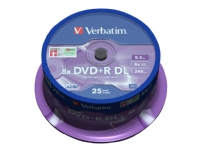 Verbatim - 25 x DVD+R DL - 8.5 GB 8x - matt sølv - spindel