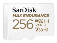 SanDisk Max Endurance - Flashminnekort (microSDXC til SD-adapter inkludert) - 256 GB - Video Class V30 / UHS-I U3 / Class10 - microSDXC UHS-I