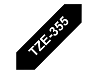 Brother TZe-355 - Standardklebemiddel - hvitt på svart - Rull (2,4 cm x 8 m) 1 cassette(s) laminert teip - for Brother PT-D600 P-Touch PT-3600, D800, E550, E800, P750, P900, P950 P-Touch EDGE PT-P750