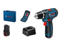 Bosch GSR Professional 12V-15 - Drill/driver - trådløs - 2 hastigheter 10 mm - 30 N·m - 2 batterier - 12 V