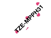 Brother TZe-MPPH31 - Svart på rosa hjerter - Rull (1,2 cm x 4 m) 1 cassette(s) laminert teip - for Brother PT-H110 P-Touch PT-H105, H110 P-Touch Cube PT-P300 P-Touch Embellish PT-D215