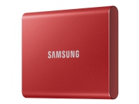 Samsung T7 MU-PC2T0R - Solid State Drive - kryptert - 2 TB - ekstern (bærbar) - USB 3.2 Gen 2 (USB-C kontakt) - 256-bit AES - rød metallic