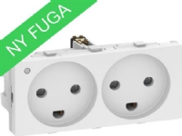 LAURITZ KNUDSEN FUGA® dobbelt stikkontakt 2-pol + jord med LED 2 modul, hvid.