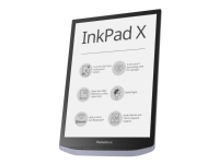 PocketBook InkPad X - eBook-leser - Linux 3.10.65 - 32 GB - 10.3 16 grånivåer (4-bts) E Ink Carta (1872 x 1404) - berøringsskjerm - Bluetooth, Wi-Fi - metallgrå