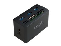 LogiLink CR0042, USB 3.2 Gen 1 (3.1 Gen 1) Type-A, USB 2.0,USB 3.2 Gen 1 (3.1 Gen 1) Type-A, CF,MS Duo,MS Micro (M2),MicroSD (TransFlash), 5000 Mbit/s, 1 m, 85 mm