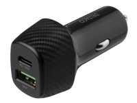 DELTACO USBC-CAR120 - Bilstrømadapter - 36 watt - 3 A - PD - 2 utgangskontakter (USB, USB-C) - svart