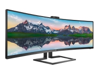 Philips Brilliance P-line 499P9H - LED-skjerm - kurvet - 49 (48.8 synlig) - 5120 x 1440 Dual Quad HD @ 60 Hz - VA - 450 cd/m² - 3000:1 - DisplayHDR 400 - 5 ms - 2xHDMI, DisplayPort, USB-C - høyttalere - teksturert svart