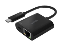Belkin - Ethernet- og ladeadapter - USB-C - Gigabit Ethernet x 1 + USB-C (bare strøm) x 1