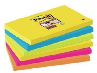 Post-it Super Sticky Rio de Janeiro 655-6SS-RIO-EU - Noter - 76 x 127 mm - 540 ark (6 x 90) - neongrønn, neongul, neonoransje, fuksia, middelhavsblå