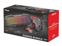 Trust GXT 788RW 4-in-1 - Sett med tastatur, mus, hodetelefon og musepute - bakgrunnsbelyst - USB - Nordisk