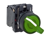 Harmony drejeafbryder komplet med LED og 2 faste positioner i grøn 230-240VAC 1xNO+1xNC, XB5AK123M5