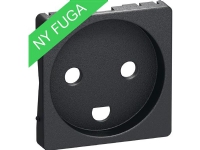 LAURITZ KNUDSEN Afdækning for FUGA stikkontakt 2-pol 1 modul med jord med LED, koksgrå.