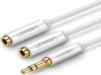 AUX audio splitter 3.5mm jack cable UGREEN AV123, 25cm (white)