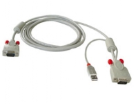 Lindy Combined KVM cable, 5m, 5 m, Grå, Hankjønn/hankjønn, 1x USB-A 1x HD15/1x HD15