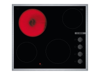 Bosch Serie | 2 PKE645CA2E - Keramisk komfyrtopp - 4 plater - Nisje - bredde: 56 cm - dybde: 49 cm - svart / rustfritt stål - med pynt av rustfritt stål