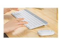 Logitech Slim Wireless Combo MK470 - Tastatur- og mussett - trådløs - 2.4 GHz - US International - elfenbenshvit