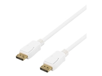 DELTACO DP-1011D - DisplayPort-kabel - DisplayPort (hann) til DisplayPort (hann) - DisplayPort 1.2 - 1 m - 4K-støtte - hvit