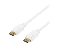 DELTACO - DisplayPort-kabel - DisplayPort (hann) til DisplayPort (hann) - 15 m - låst, formstøpt - hvit