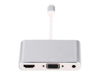 MicroConnect - Lightning til HDMI-adapter - Lightning hann til HD-15 (VGA), minijakk, HDMI hunn - 10 cm - sølv - for Apple iPad/iPhone/iPod (Lightning)
