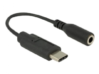 Delock - Audioadapter - USB-C (hann) til ministereojakk (hunn) - USB 2.0 - 14 cm - svart