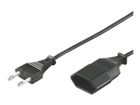 DELTACO DEL-109AD - Strømforlengelseskabel - Europlug (hann) rett til IEC 60906-1 (hunn) rett - AC 250 V - 2.5 A - 2 m - svart