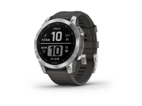 Garmin fenix 7 - 47 mm - sølvfarget - sportsur med bånd - silikon - grafitt - håndleddstørrelse: 125-208 mm - display 1.3 - 16 GB - Bluetooth, Wi-Fi, ANT+ - 79 g